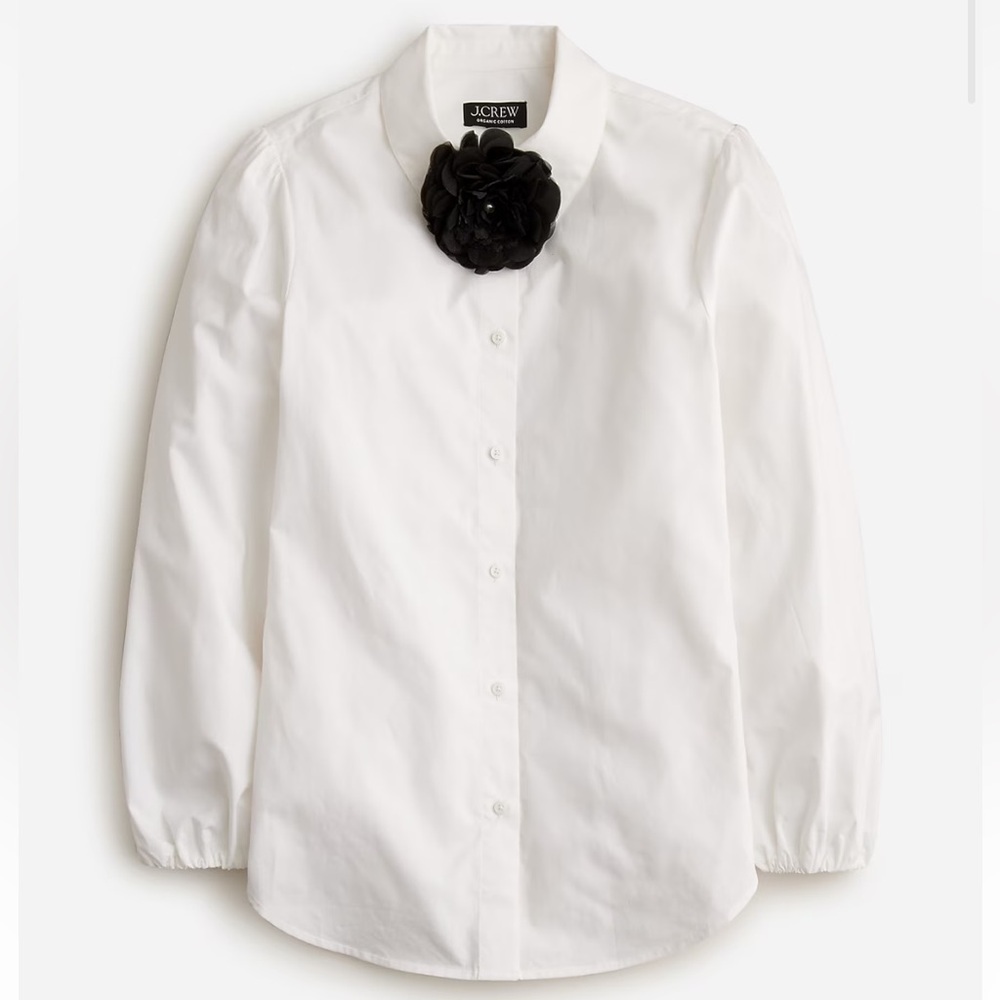 J Crew Rosette button-up shirt in organic cotton poplin Size 4 NWT